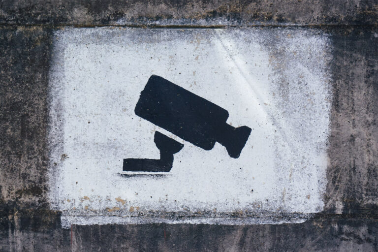 Painted sign of cctv camera